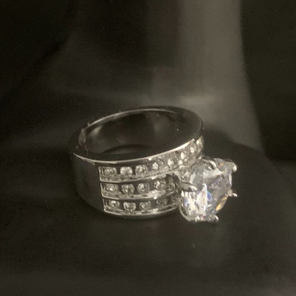 Charter Club Crystal Triple-Row Ring in Fine Silver Plate, Shop High-Quality Mer - Picture 2 of 5